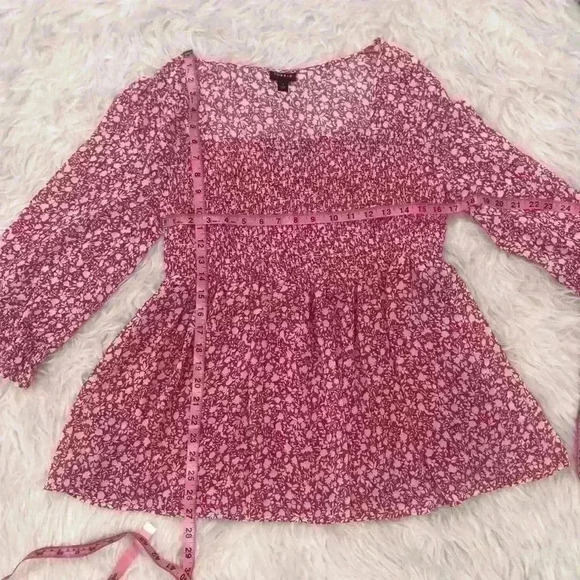 TORRID Pink White Floral Print Polyester Blouse - Picture 4 of 8